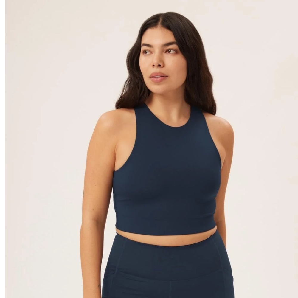 Girlfriend Collective Dylan Compression Sports Bra Tank Midnight Navy